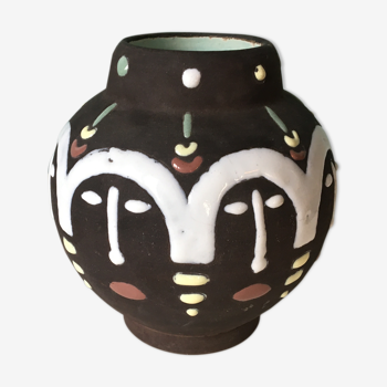 Polychrome enamel ceramic ethnic vase