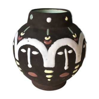 Polychrome enamel ceramic ethnic vase