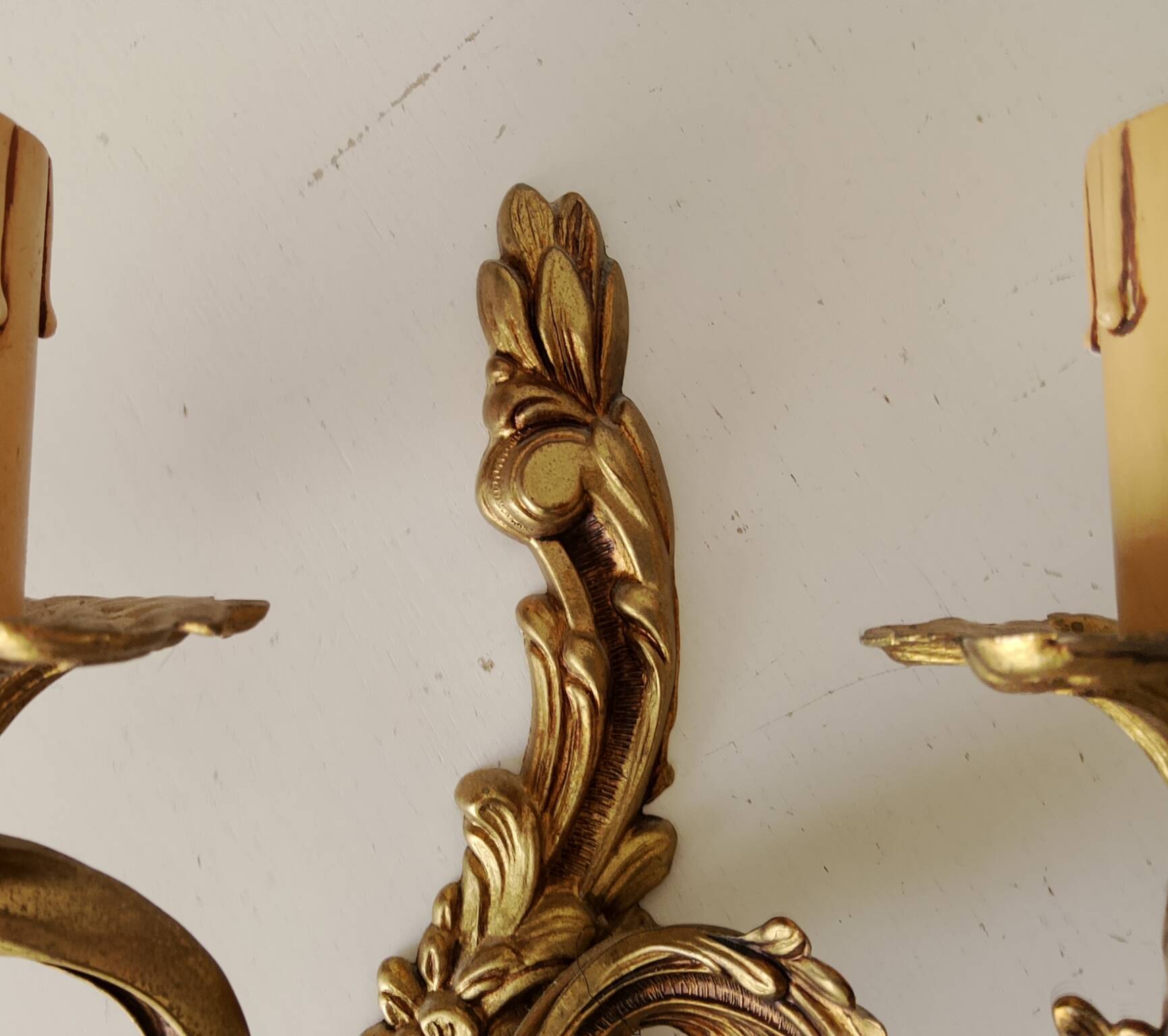 Pair of antique Rococo wall sconces in Louis XV style.