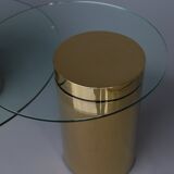 Polished Brass and Glass Low Tables. 2000s. Set of 3