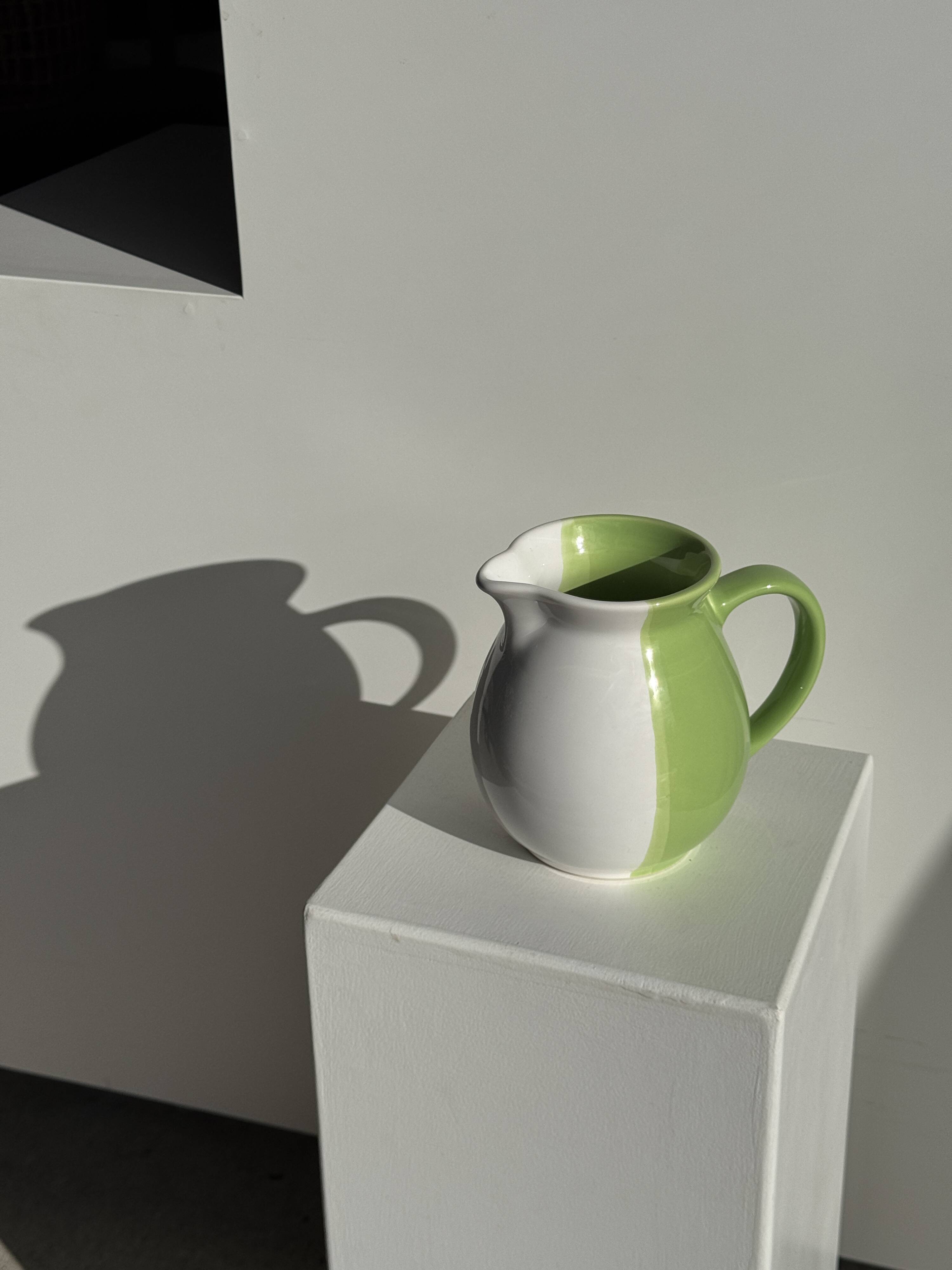 90s white and green ceramic carafe H17 D11