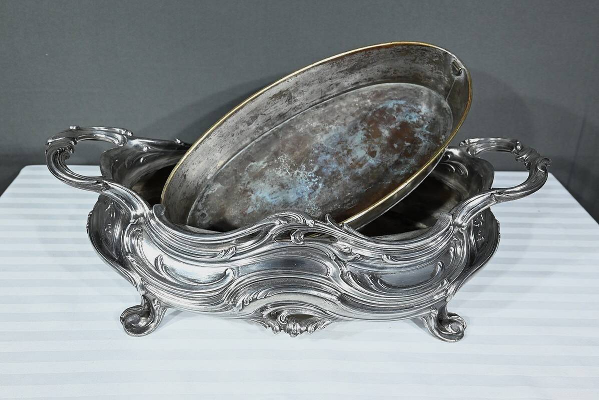 Silvered Bronze Planter, Victor Saglier, Art Nouveau – Late 19th Century