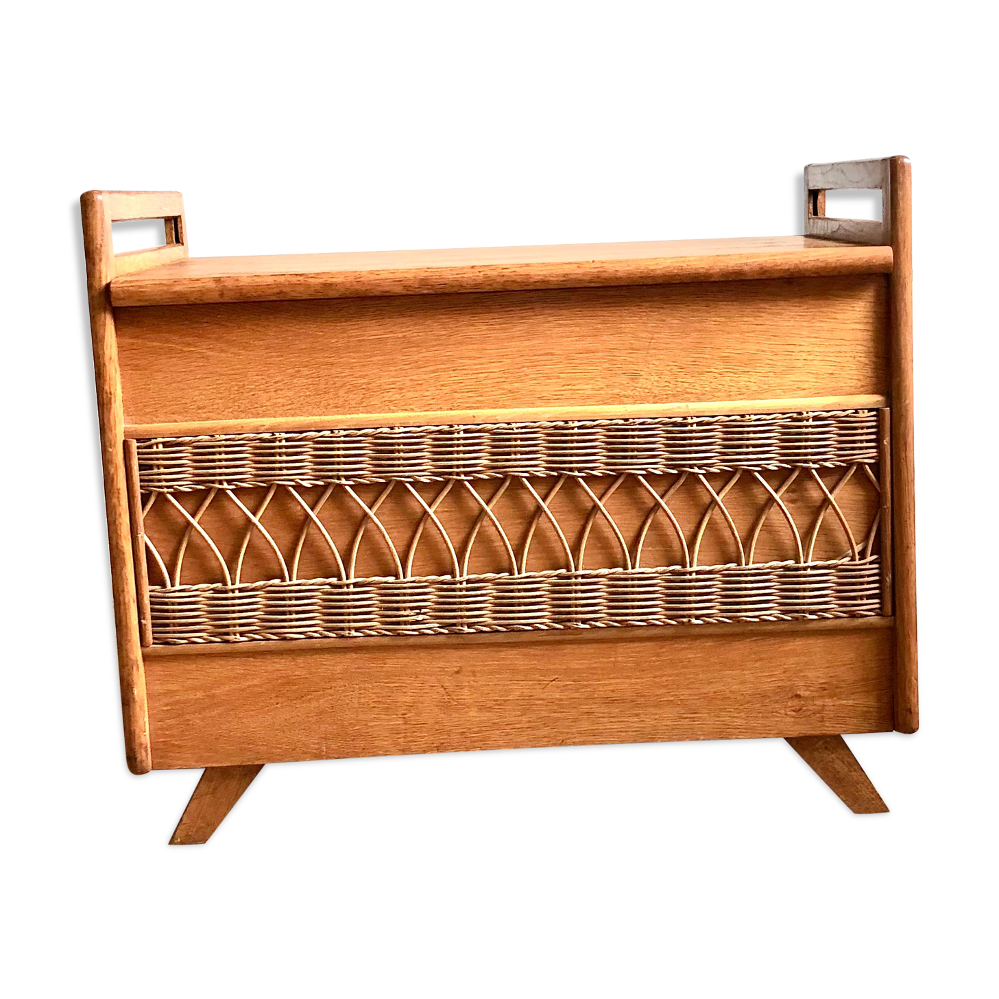 Coffre à jouet en bois et rotin