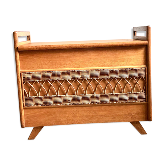 Wooden toy chest and rattan