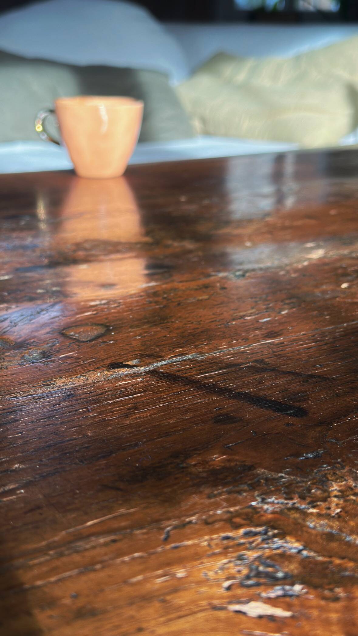 Large solid wood coffee table - old refectory table