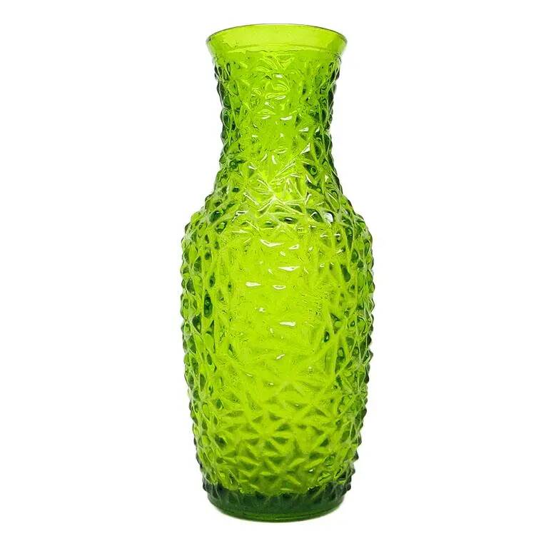Postmodernist vase, green pressed glass, HSG Prądniczanka, Poland, 1970s