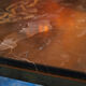 Table low neo classic bronze brass and Portoro marble