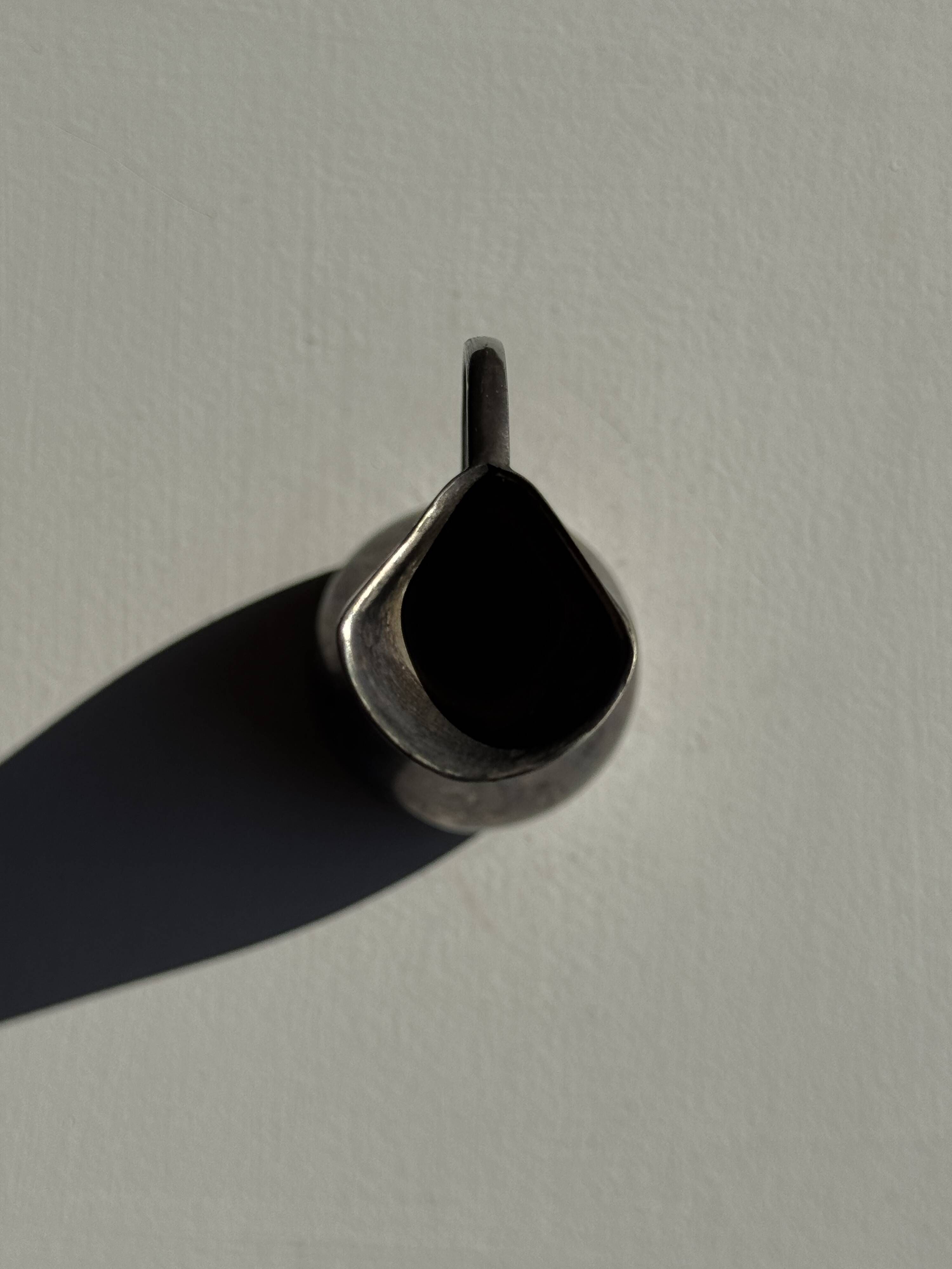 Vintage silver-plated soliflore vase with a dark patina in the shape of a ewer.