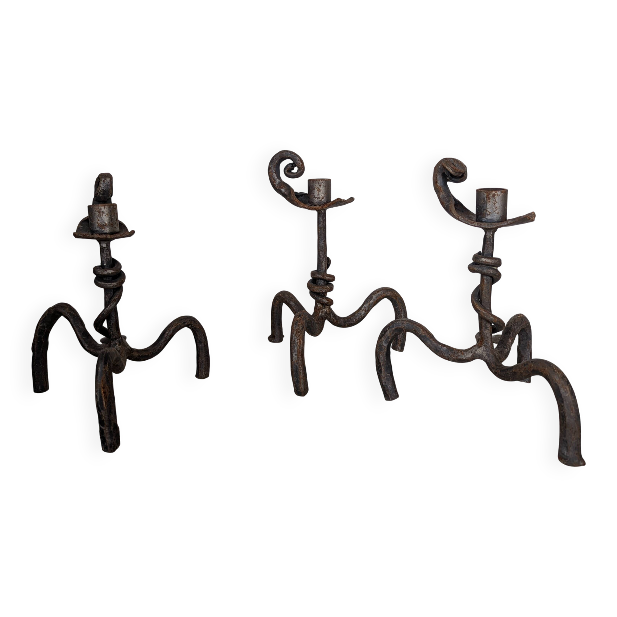 Set of 3 wrought iron candle holders