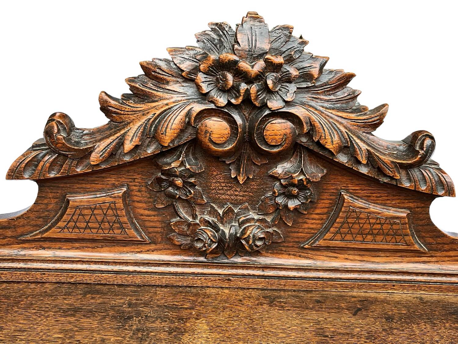 Desk with tiered secret drawer in solid oak Louis XIII