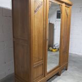 Art Deco carved oak wardrobe - Flemish workshop circa 1930