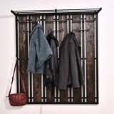 Porte-manteau vintage en métal et bois avec étagère à chapeaux, années 1970