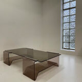 Glass and plexiglass coffee table by Michel Dumas - 70s