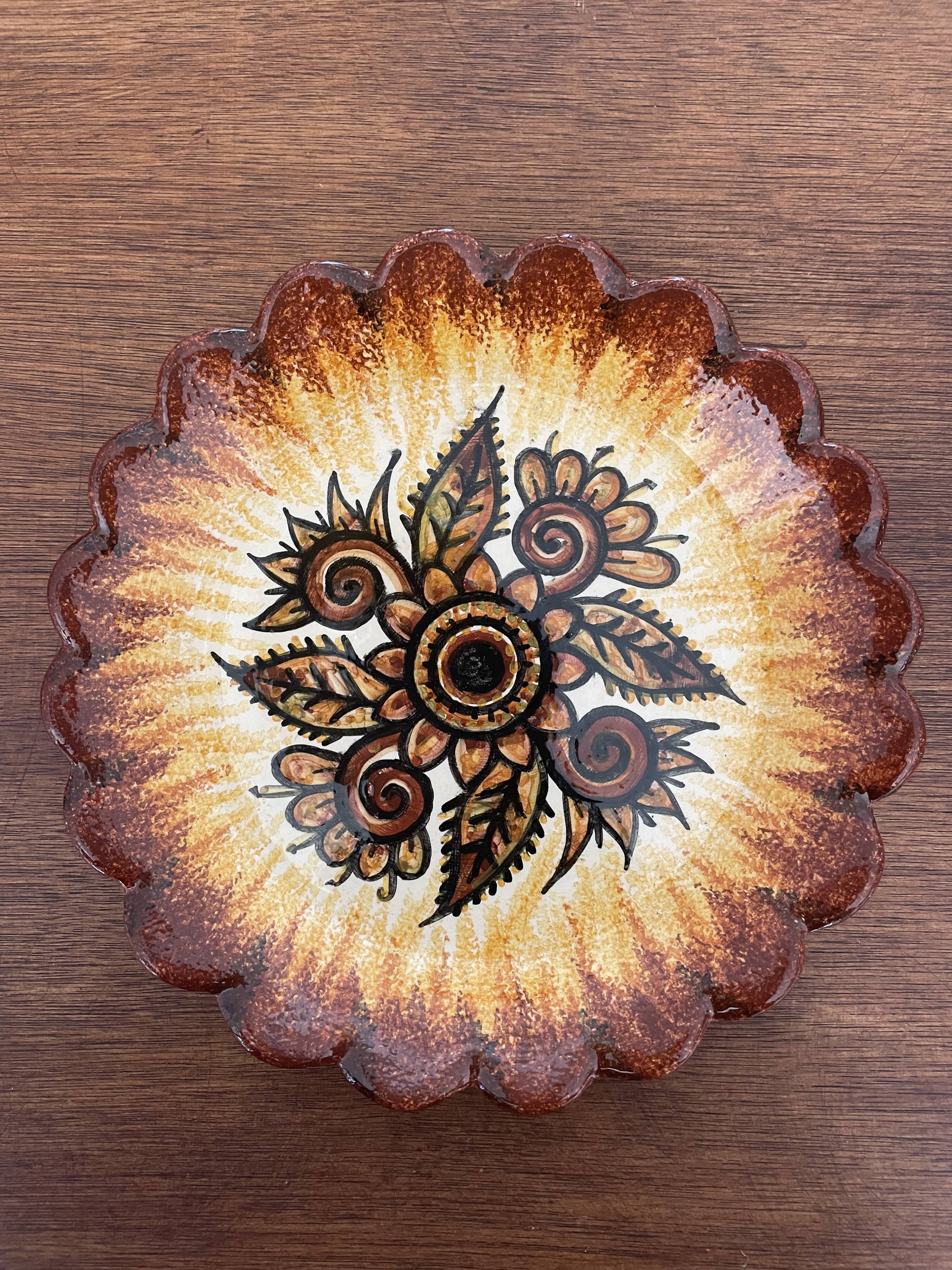 Assiette à dessert signée  p. fouillen