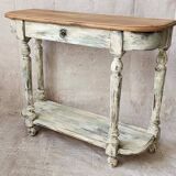 Console and white patinated mirror