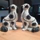 Pair of Staffordshire-type ceramic dogs - King Charles - 20th century
