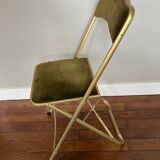 Green velvet folding chair