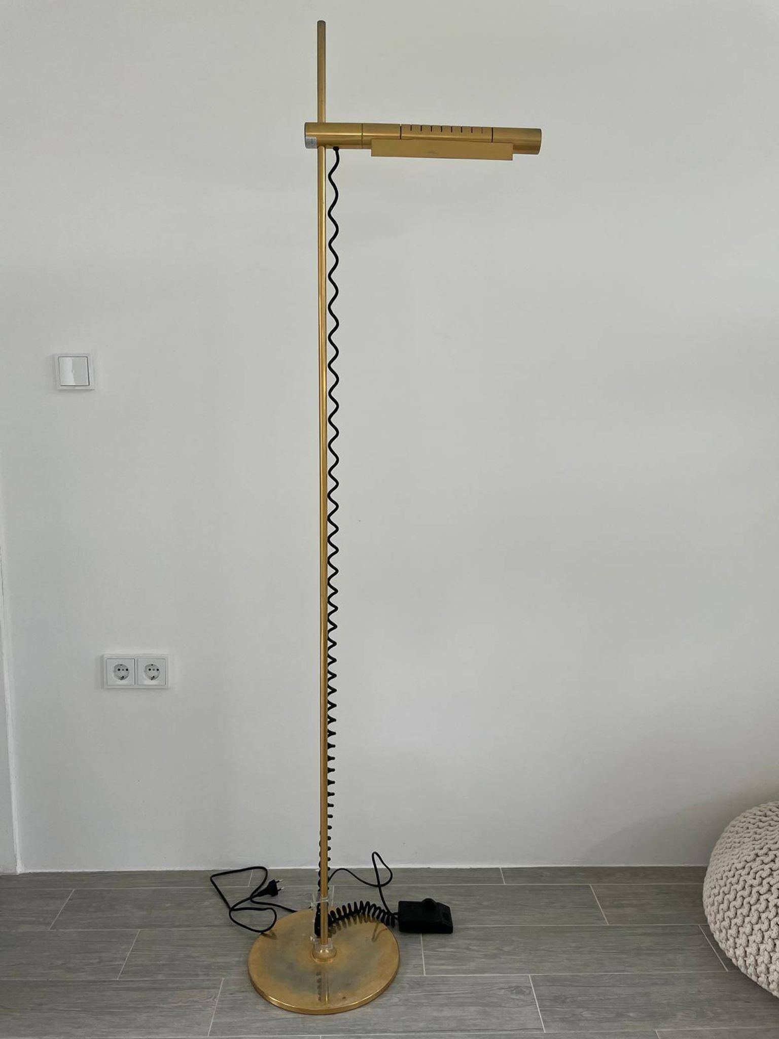 Brass floorlamp Rico and Annemarie Baltensweiler Halo 250 Stako Leuchte