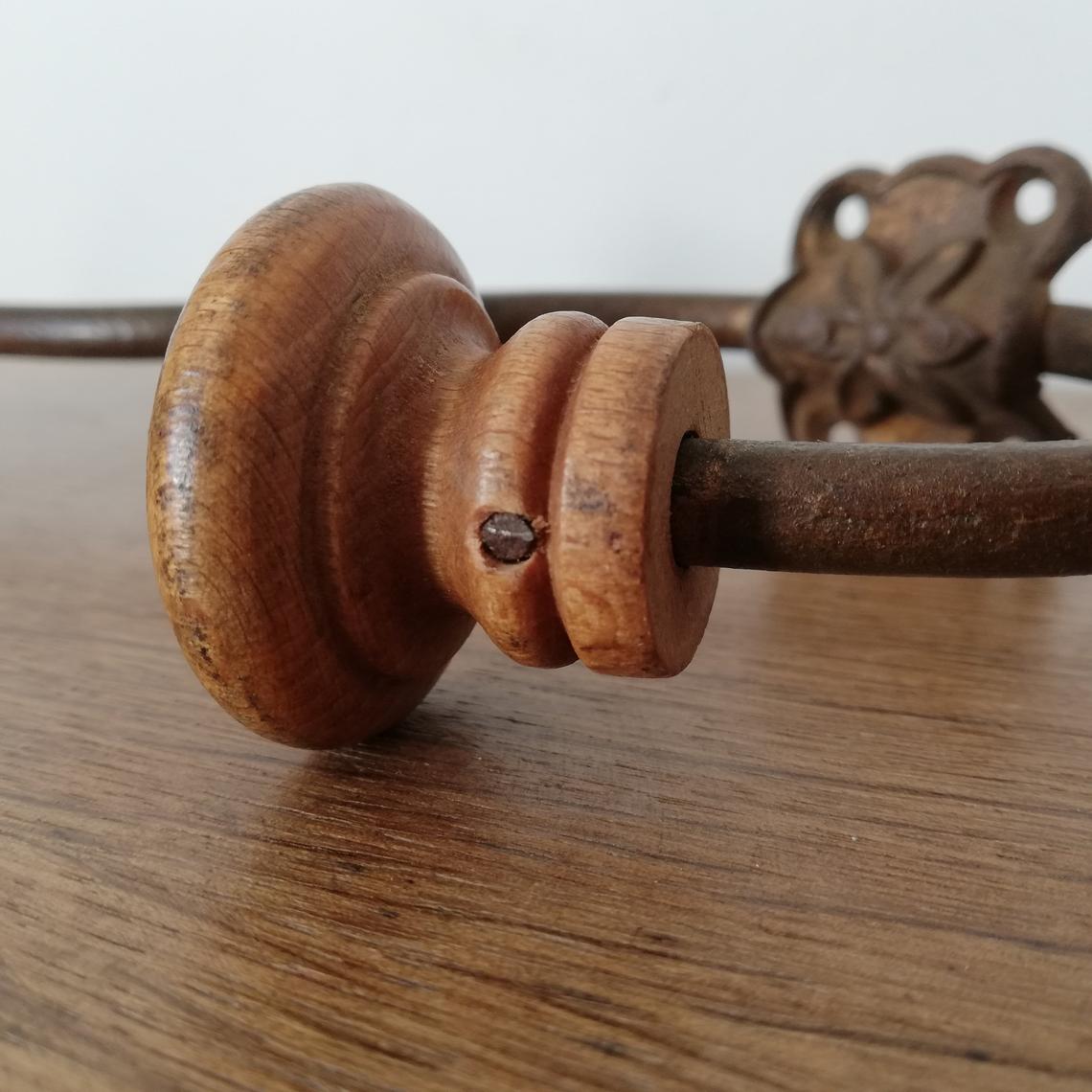 Patère bois et métal Art Déco