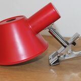 Adjustable clamp spotlight in red lacquered metal - vintage design