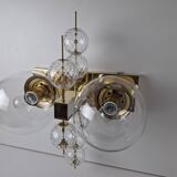 Applique murale tchèque en laiton et verre du milieu du siècle, par Kamenický Šenov, années 1970