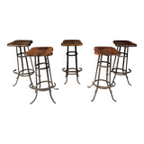 Vintage brutalist bar stools, set of 5 - 1970s