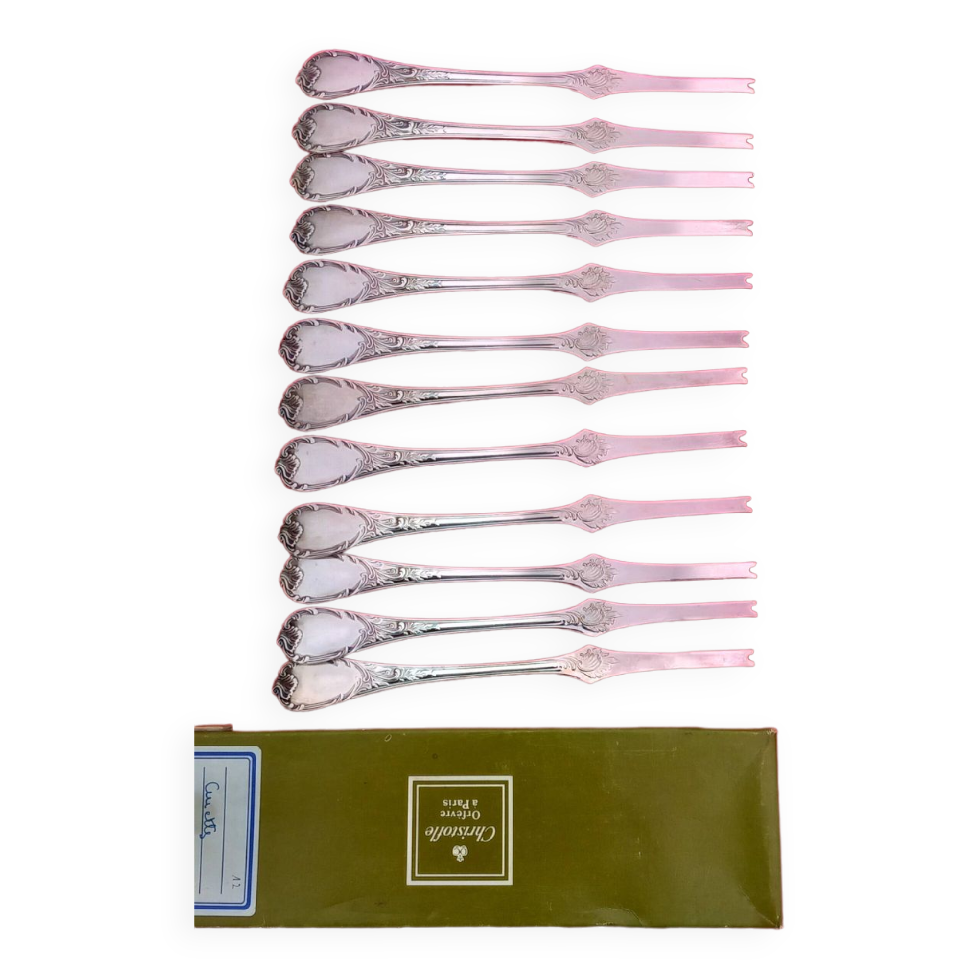 Christofle 12 lobster curettes - marly model - silver metal