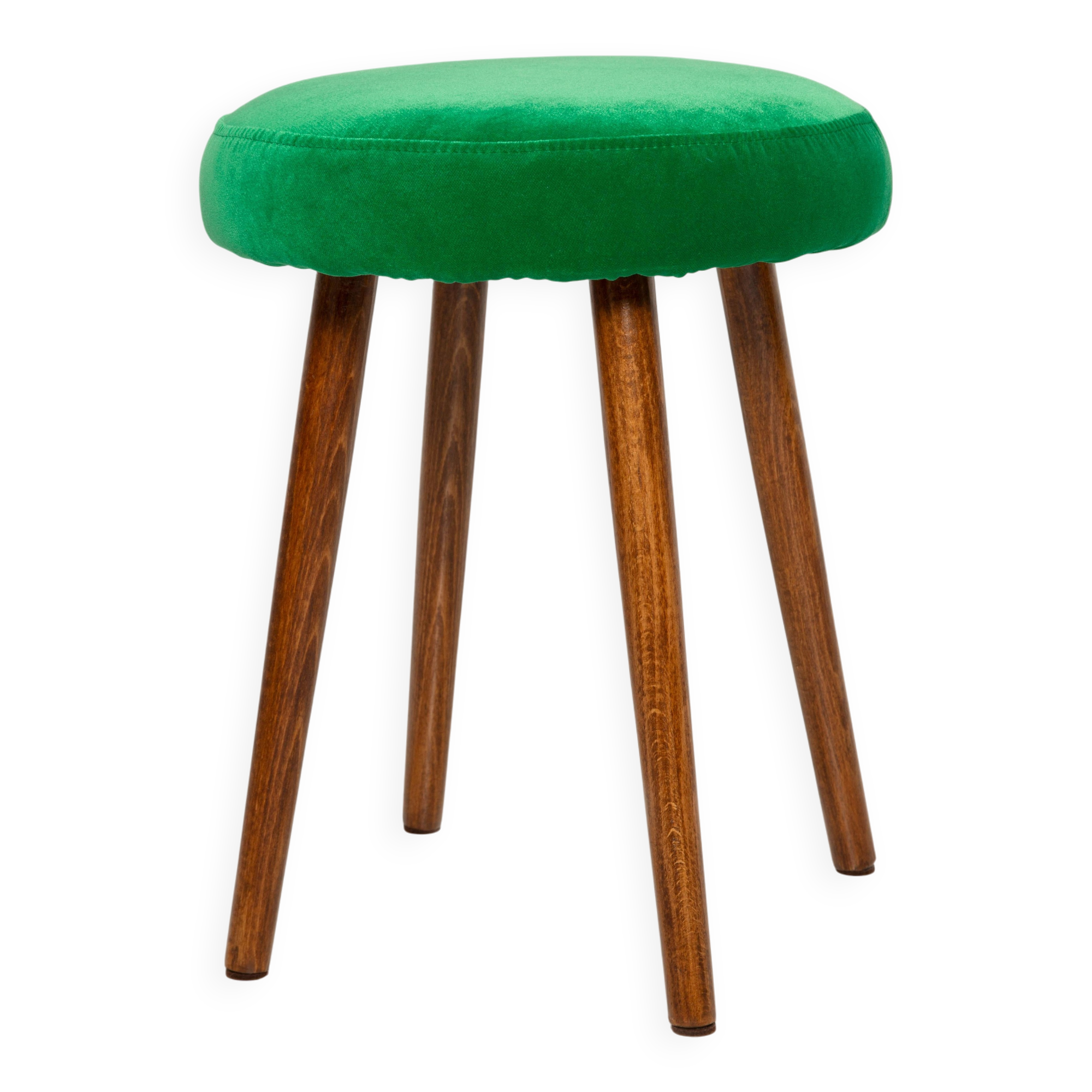 Mid-century green velvet stool, Europe, 1960s