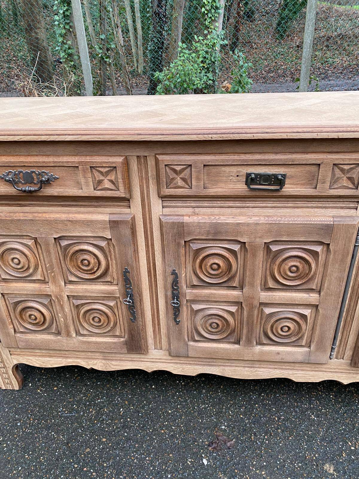 Brutalist art deco diamond point sideboard 198cm