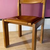 Luigi Gorgoni Roche Bobois 70's chairs in Elm and leather
