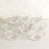 10 crystal champagne glasses, 1950s