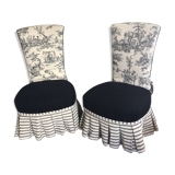 Paire de fauteuils ancien entièrement restaurée Toile de Jouy