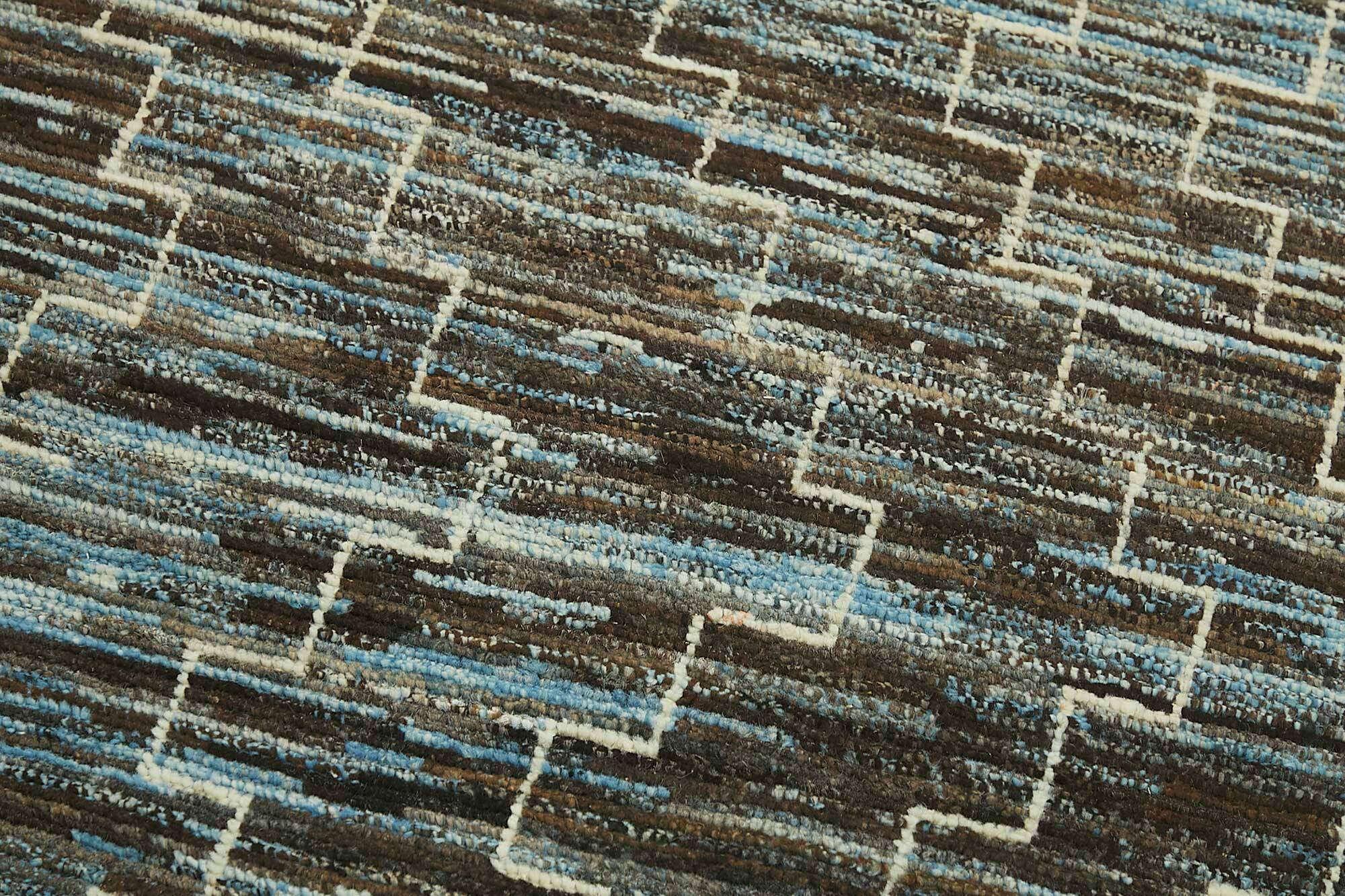 Handmade Tribal Decorative 84 cm x 340 cm Blue Wool Runner Carpet