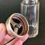 Christofle sugar bowl in cut crystal and silver-plated metal.