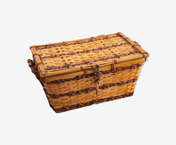 Boîte vintage en rotin tressé