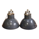 Pair of industrial Mazda pendant lights in enamelled sheet metal – Ø 52 cm