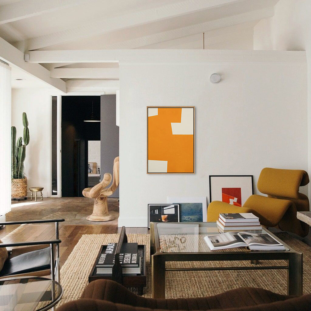 Original abstract painting, Yellow shape Y01