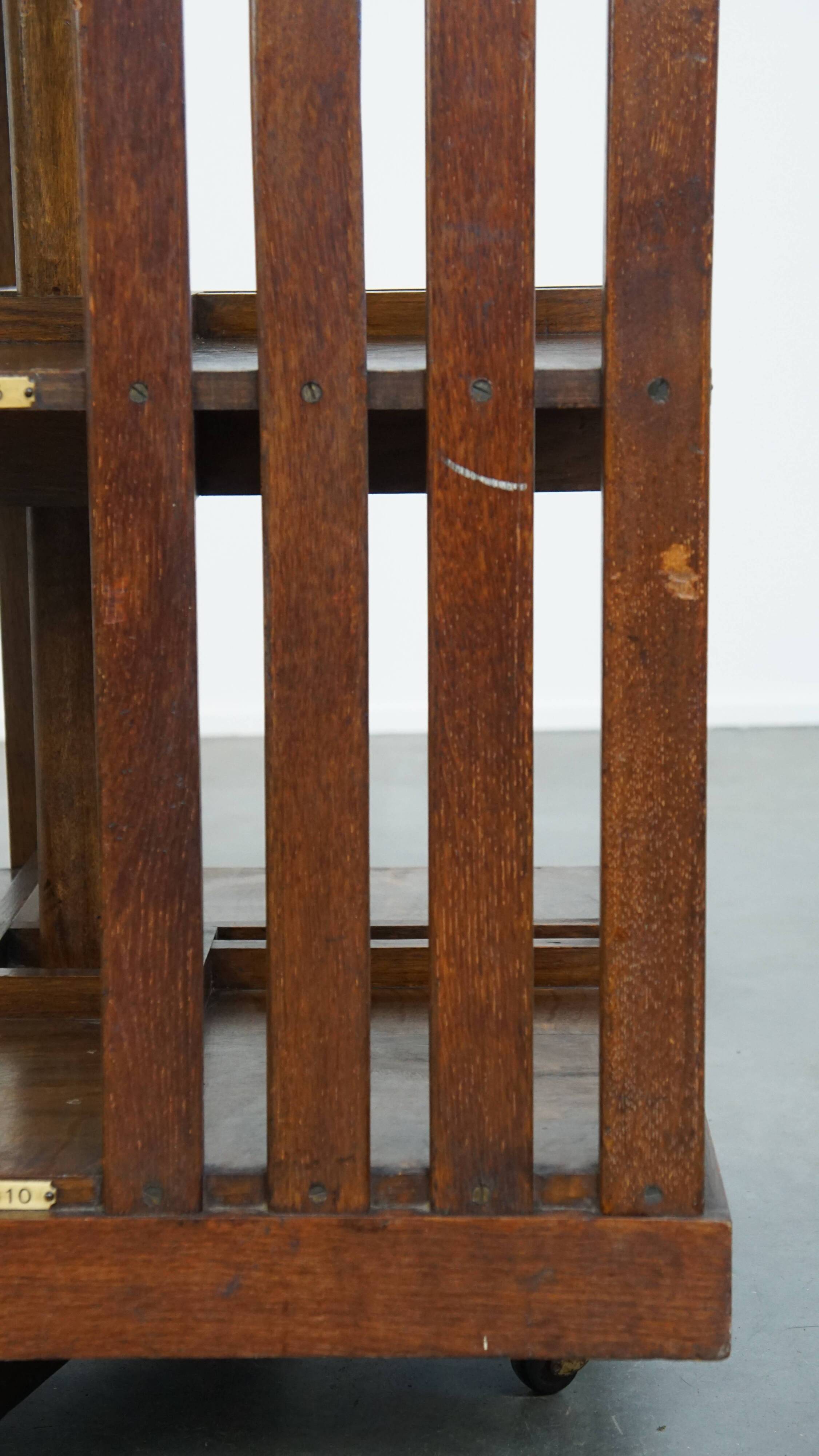 Large Antique English Oak Library Book Carousel