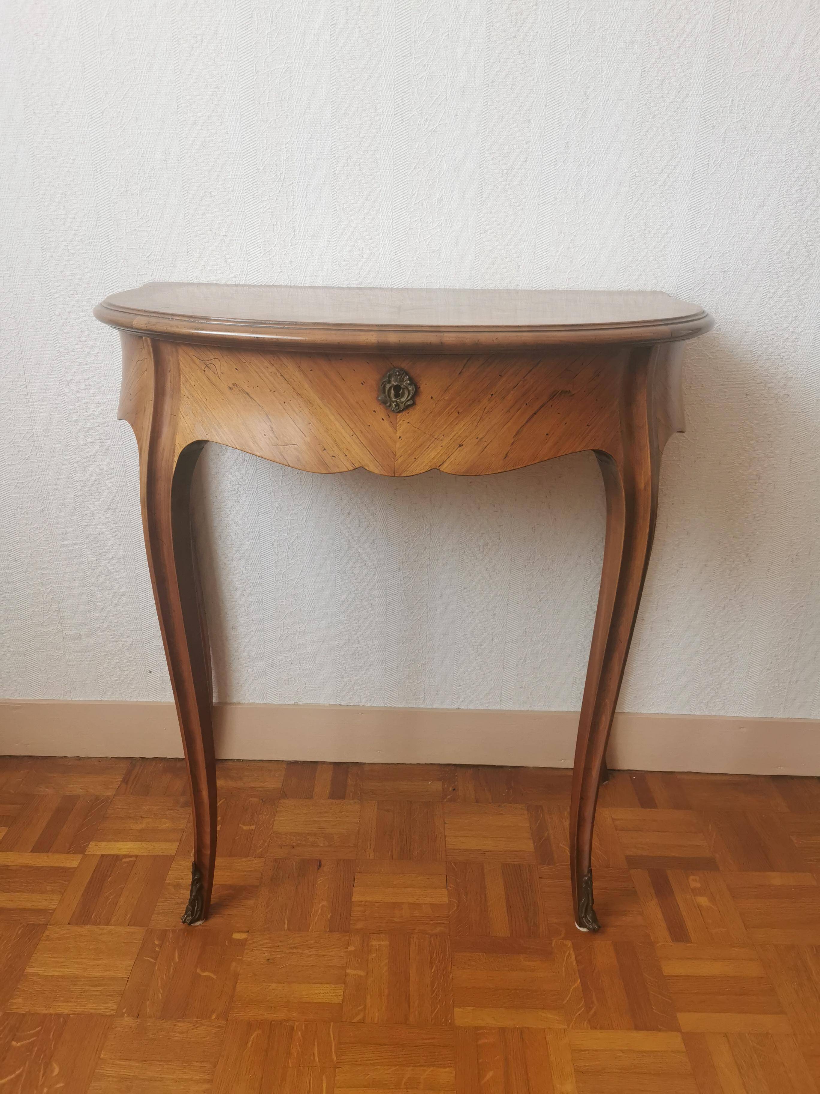 Coiffeuse marquetée Louis XV avec miroir