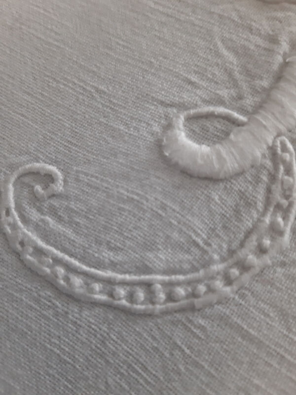 Old linen yarn embroidered and monogrammed
