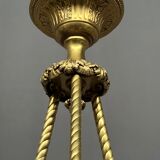 Art Deco chandelier. Marble, solid gilded bronze.