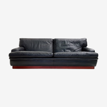 "Merkur" sofa 3 seater in black leather