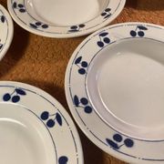 13 plates Longchamp pottery cobalt blue cherries