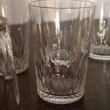 8 Baccarat crystal footless glasses, cut with facets