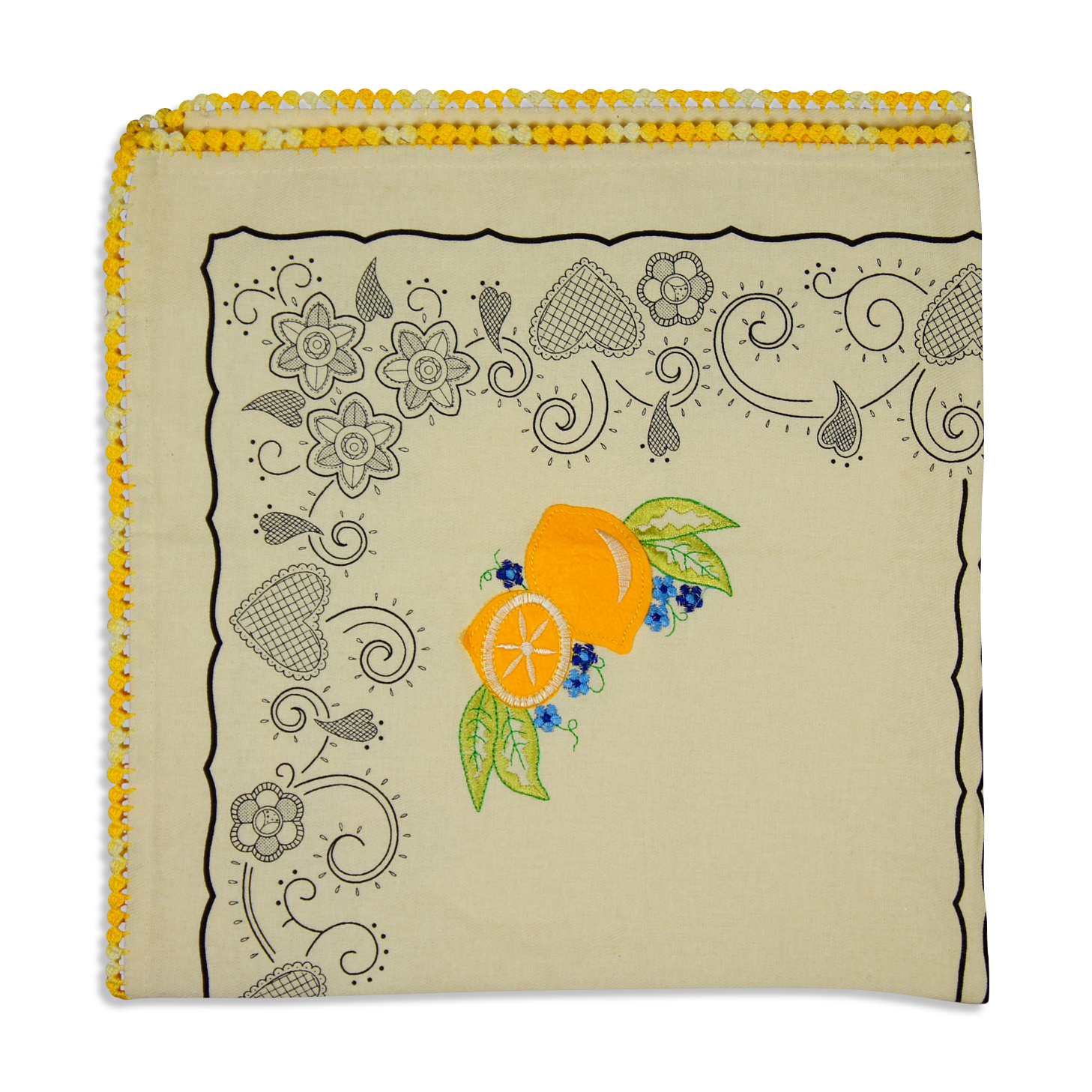 Old cloth embroidered "lemons"