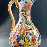 Large Gien earthenware ewer pitcher with Peonies decor
