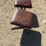 Two leather and metal stools Denmark 60s