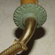 French Antique Bronze Empire Double Wall Sconce with Fan & Swan Detail 5239