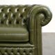 Green cow leather 2.5-seater Chesterfield sofa in English style