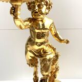 Sculpture, torchère "Jeune satyre" en bronze doré d'après Clodion